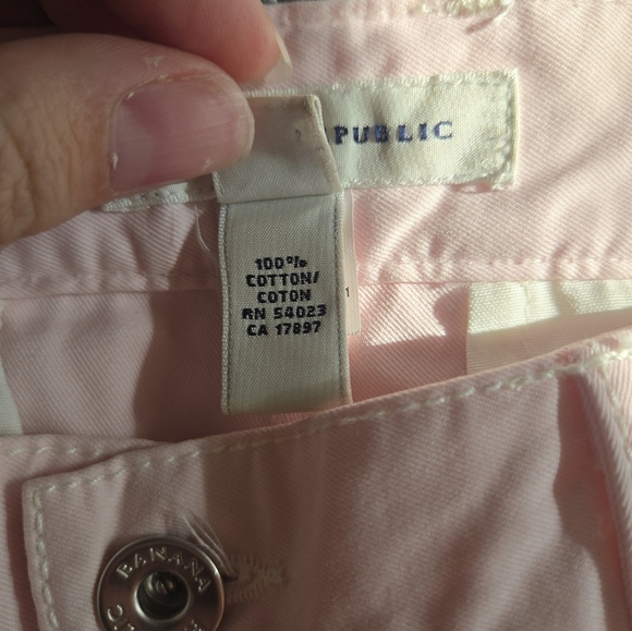 Banana Republic Pale Pink 100% Cotton Wide Leg Cropped Pants Size 6 - Picture 4 of 4